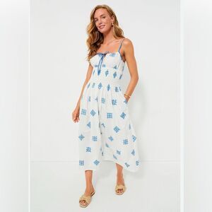 Ciao Lucia Barbara Floral Embroidery Dress in Sky